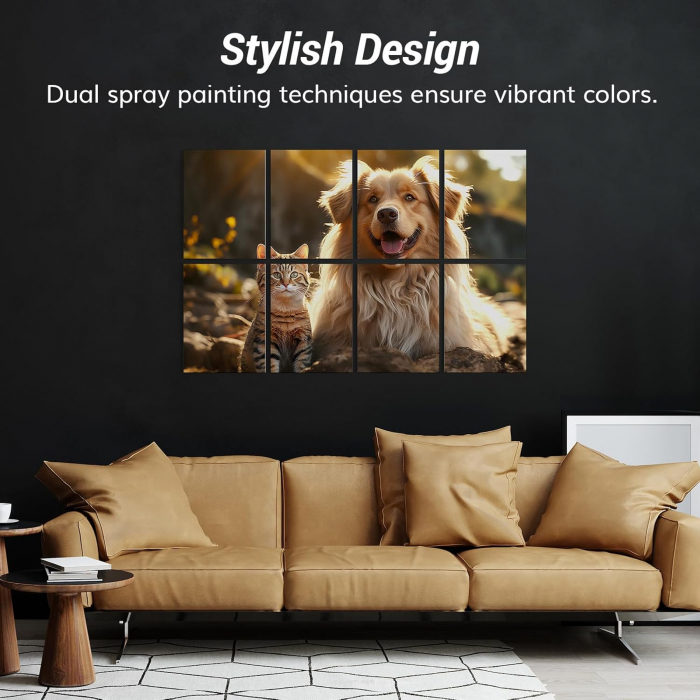 Panouri fonoabsorbante, autoadezive, tip tablou, model "Animale de companie" set 8 componente 120x80 cm [4]