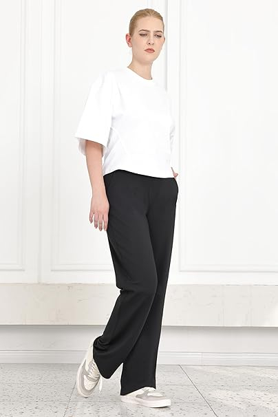 Pantaloni negri, drepti, eleganti, pentru femei cu 2 buzunare oblice, S [4]
