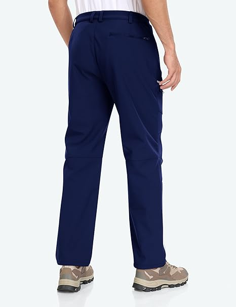 Pantaloni femei, softshell, căptușiți cu fleece, impermeabili, rezistenți la vânt, funcționali, camping, drumeții M, albastri [2]