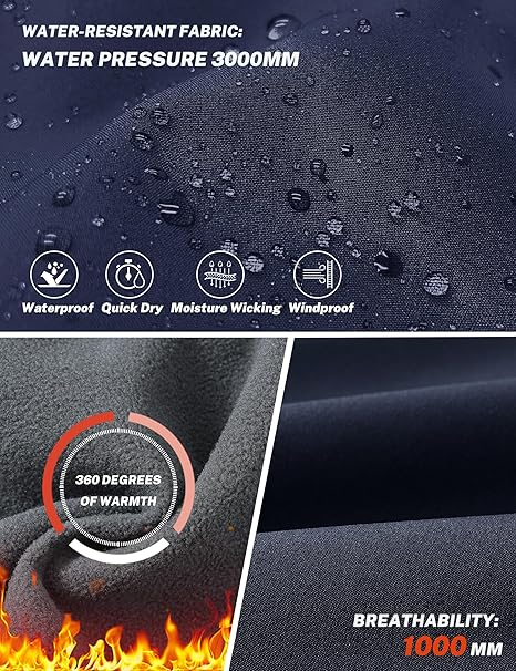 Pantaloni femei, softshell, captusiti cu fleece, impermeabili, rezistenti la vant, functionali, camping, drumetii M, albastri [5]