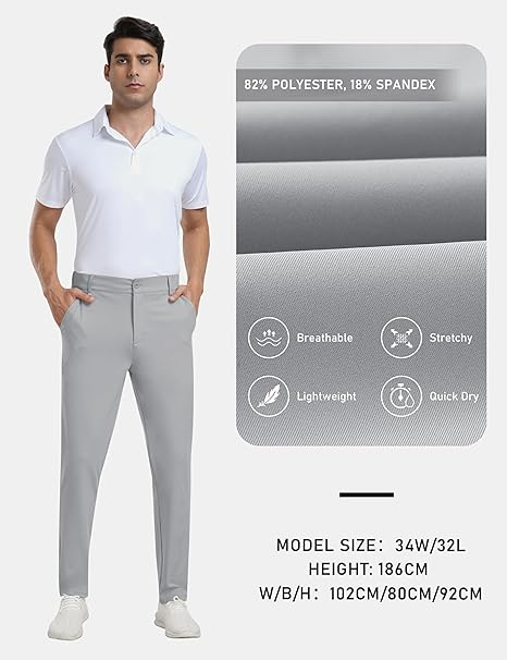 Pantaloni casual barbati, respirabili, elastici, 4 buzunare, gri 38 [3]