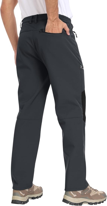 Pantaloni barbati, softshell, căptușiți cu fleece, impermeabili, rezistenți la vânt, funcționali, camping, drumeții 2XL [2]