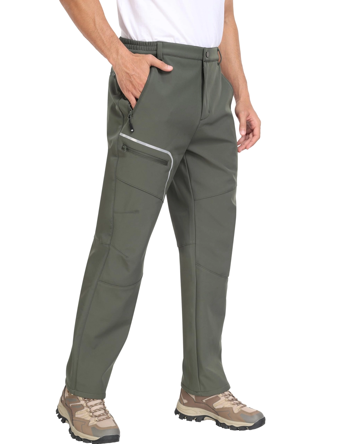 Pantaloni barbati, softshell, impermeabili, rezistenți la vânt, funcționali, camping, drumeții M verzi [2]