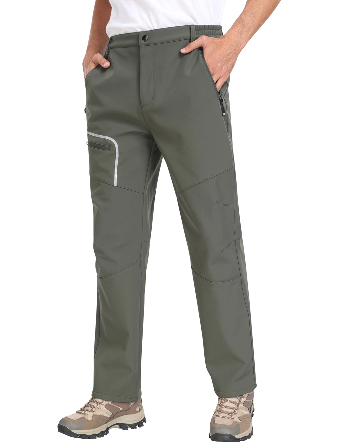 Pantaloni barbati, softshell, impermeabili, rezistenți la vânt, funcționali, camping, drumeții M verzi [3]