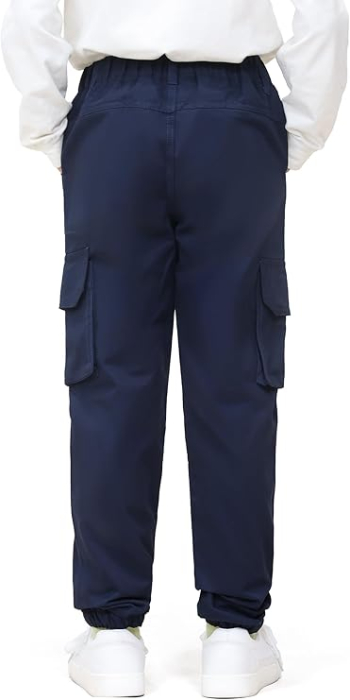 Pantaloni cargo pentru baieti, elastici la baza, 4 buzunare, verde militar 152-158 [2]