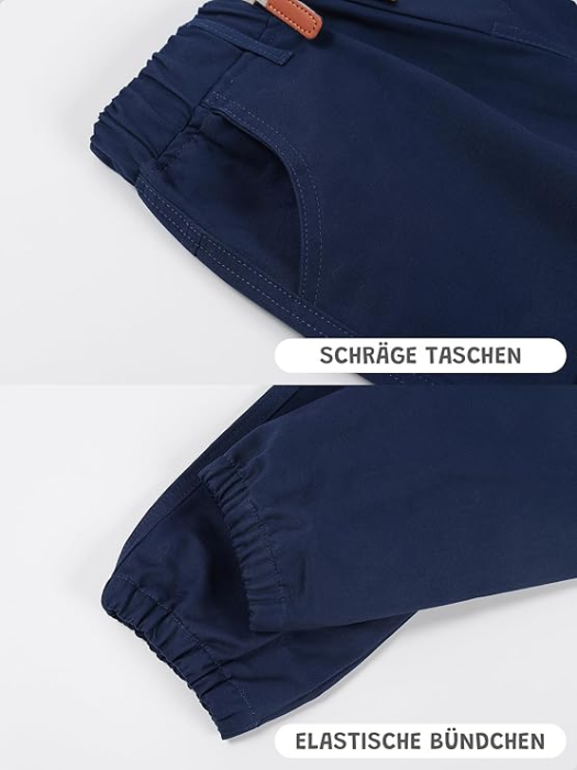 Pantaloni cargo pentru baieti, elastici la baza, 4 buzunare, verde militar 152-158 [6]