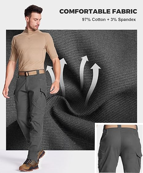 Pantaloni cargo usori pentru barbati, rezistenti la uzura, 4 buzunare, Gri W32-L30 [4]