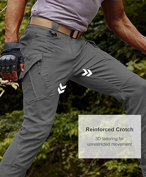 Pantaloni cargo usori pentru barbati, rezistenti la uzura, 4 buzunare, Gri W32-L30 [5]