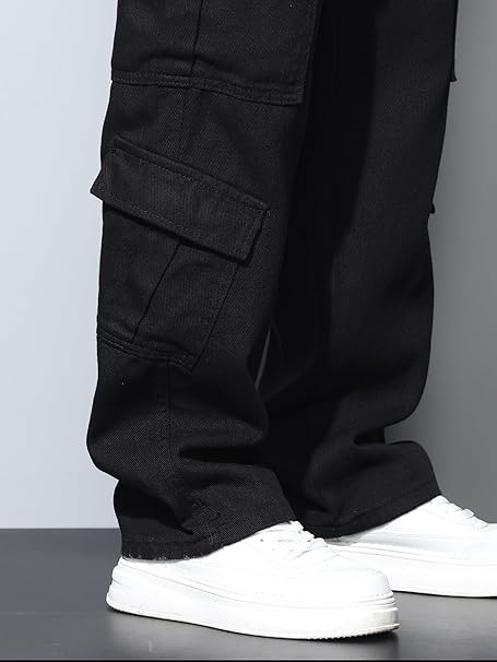 Pantaloni cargo usori pentru barbati, rezistenti la uzura, negri XS [4]