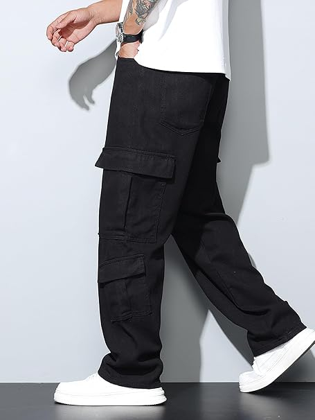 Pantaloni cargo usori pentru barbati, rezistenti la uzura, negri XS [3]