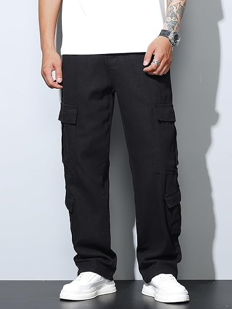 Pantaloni cargo usori pentru barbati, rezistenti la uzura, negri XS [2]