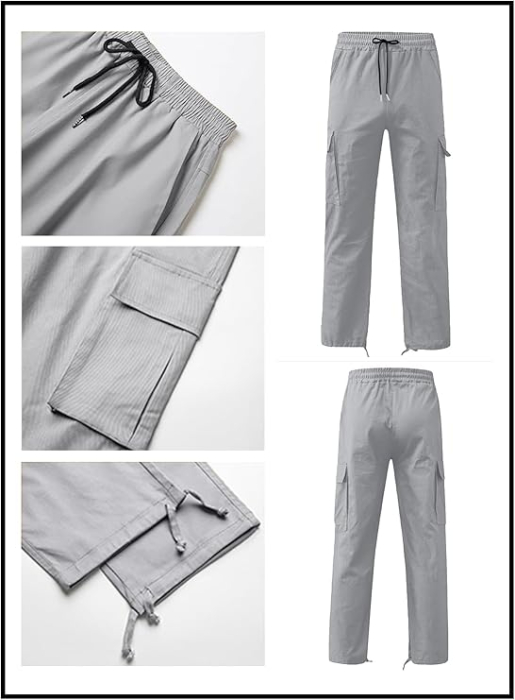 Pantaloni cargo usori pentru barbati, rezistenti la uzura, 4 buzunare, Gri 30 [7]