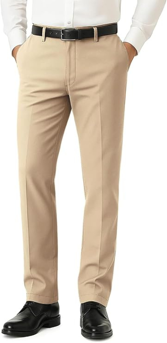 Pantaloni casual barbati, respirabili, elastici in talie, crem 36 [1]