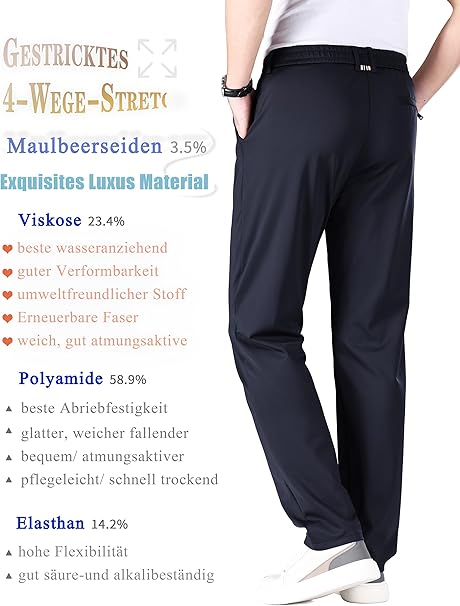 Pantaloni casual barbati, respirabili, elastici in talie, negri 35W,31L [4]