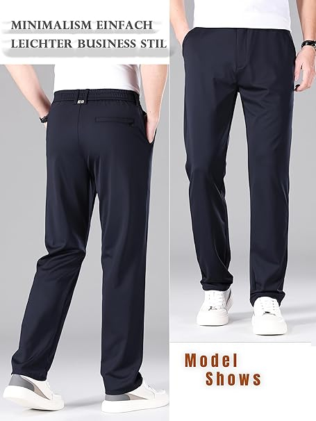 Pantaloni casual barbati, respirabili, elastici in talie, negri 35W,31L [5]