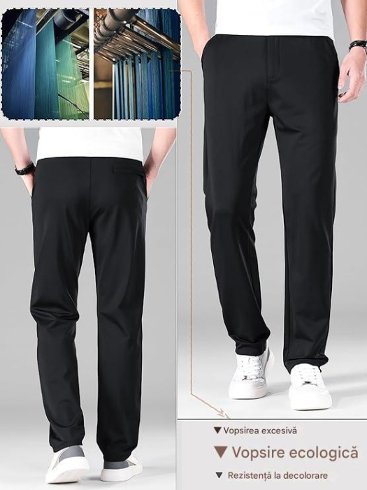 Pantaloni casual barbati, respirabili, elastici in talie, negri 33W,31L [6]