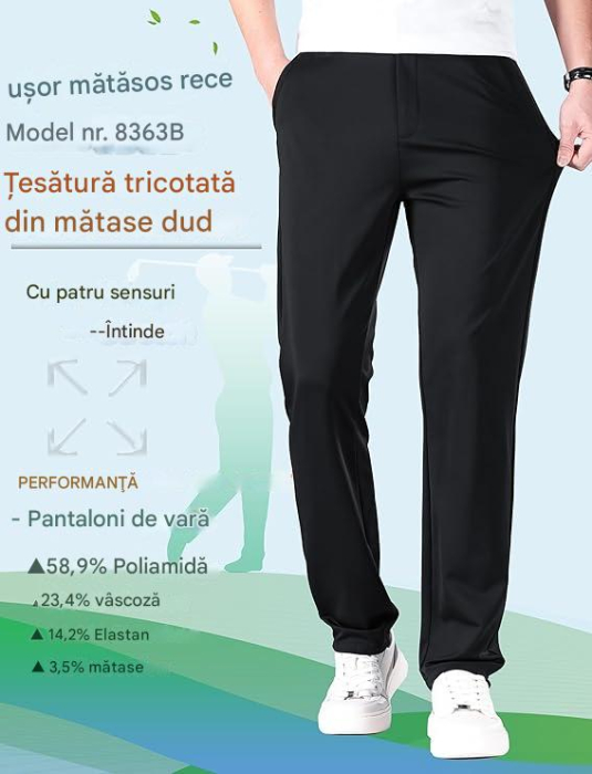 Pantaloni casual barbati, respirabili, elastici in talie, negri 38W,31L [2]