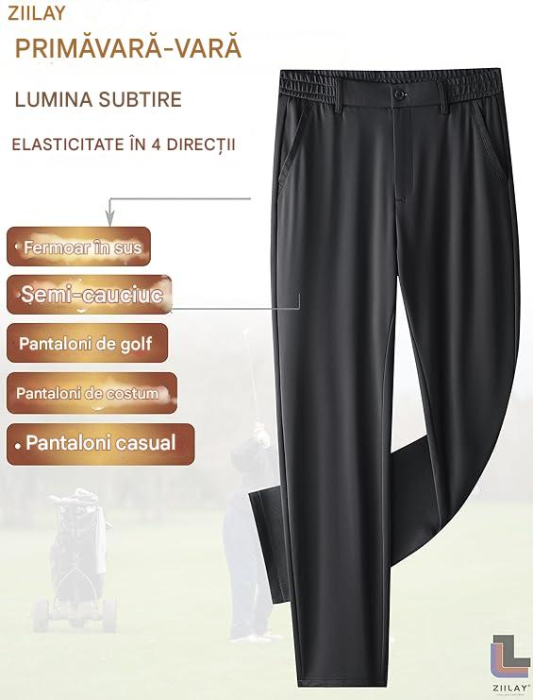 Pantaloni casual barbati, respirabili, elastici in talie, negri 33W,31L [3]