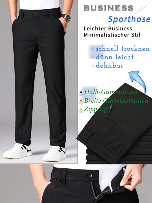 Pantaloni Eleganți Bărbați Classic Fit, Talie Extensibilă, Croi Drept, Fără Călcare, W31L30 [3]