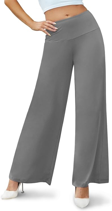 Pantaloni casual lejeri pentru femei, volatili, talie elastica, gri 3XL [2]