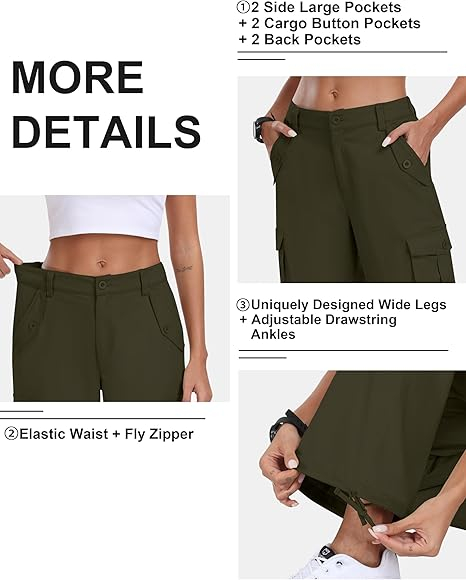 Pantaloni casual respirabili pentru femei, drepti cu buzunare laterale verde XL [4]