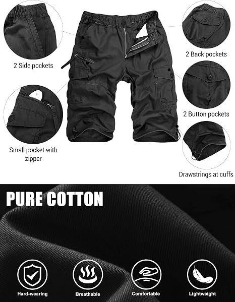 Pantaloni Scurți gri Cargo Bărbați MAGCOMSEN, 3/4, Bumbac, 7 Buzunare, marimea 38 [4]