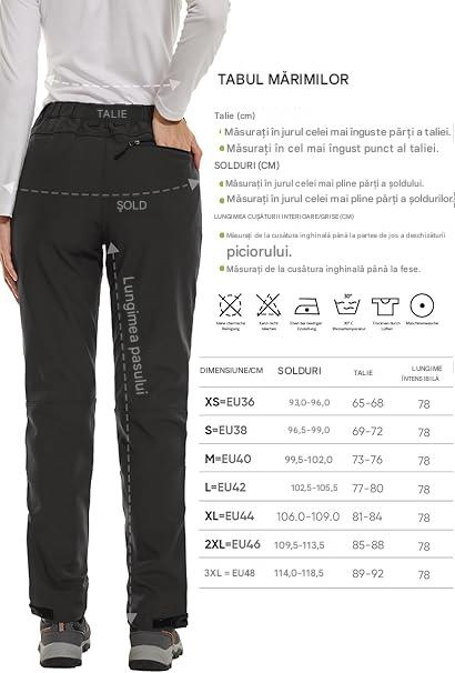 Pantaloni albastri de drumeție softshell impermeabili pentru femei căptușiți termic, XL [6]
