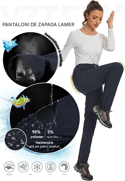 Pantaloni albastri de drumeție softshell impermeabili pentru femei căptușiți termic, XL [3]