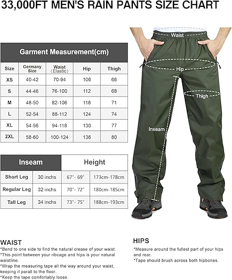 Pantaloni de Ploaie Impermeabili pentru Bărbați Ușori Rezistenți la Vânt - Verzi M [6]