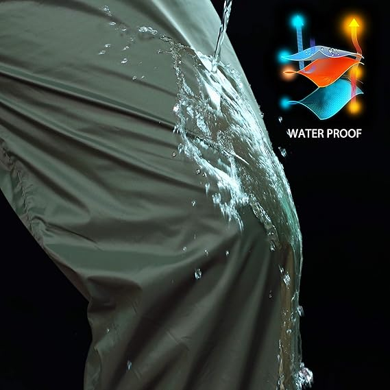 Pantaloni de Ploaie Impermeabili pentru Bărbați Ușori Rezistenți la Vânt - Verzi M [3]