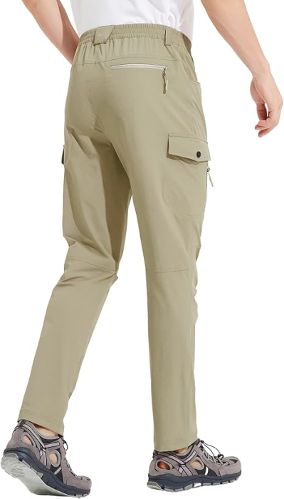 Pantaloni de Trekking usori pentru barbati, rezistenti zgarieturi, 6 buzunare, crem 3XL [7]