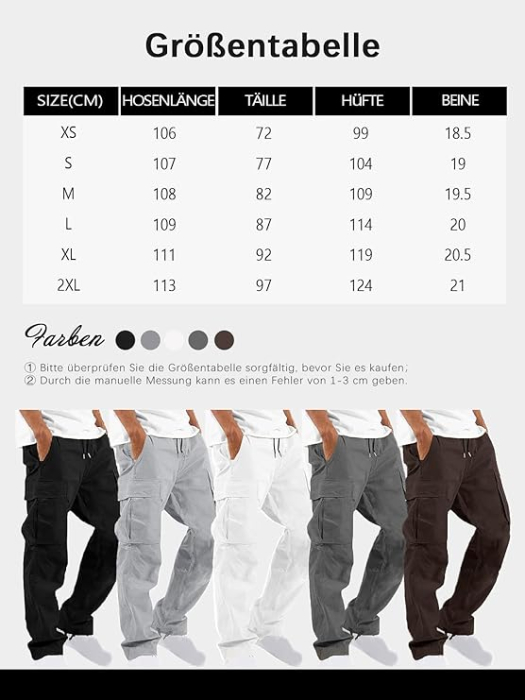 Pantaloni cargo usori pentru barbati, rezistenti la uzura, 4 buzunare, Maro 32 [6]