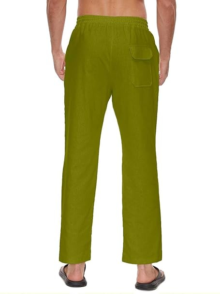 Pantaloni drepti din bumbac pentru bărbați, subtiri si respirabili, verde M [4]