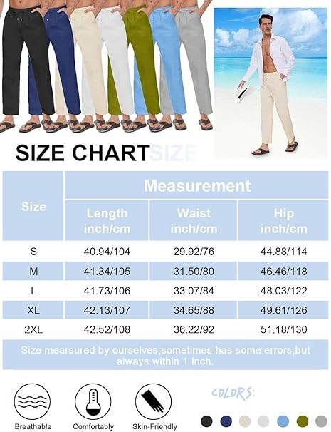 Pantaloni drepti din bumbac pentru bărbați, subtiri si respirabili, crem 2XL [6]