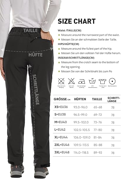 Pantaloni de drumeție softshell impermeabili pentru femei căptușiți termic – Gri clasic XXL [6]