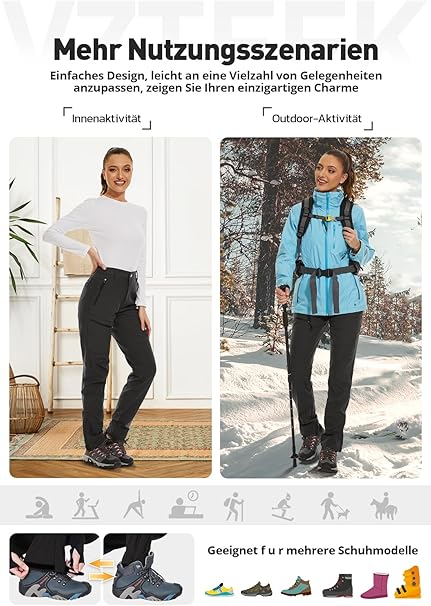 Pantaloni de drumeție softshell impermeabili pentru femei căptușiți termic – Gri clasic XXL [5]