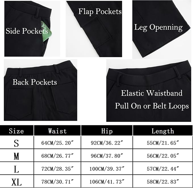 Pantaloni scurți albastri cargo damă, talie înaltă, elastici – Utility Shorts cu buzunare și șnur, L [6]