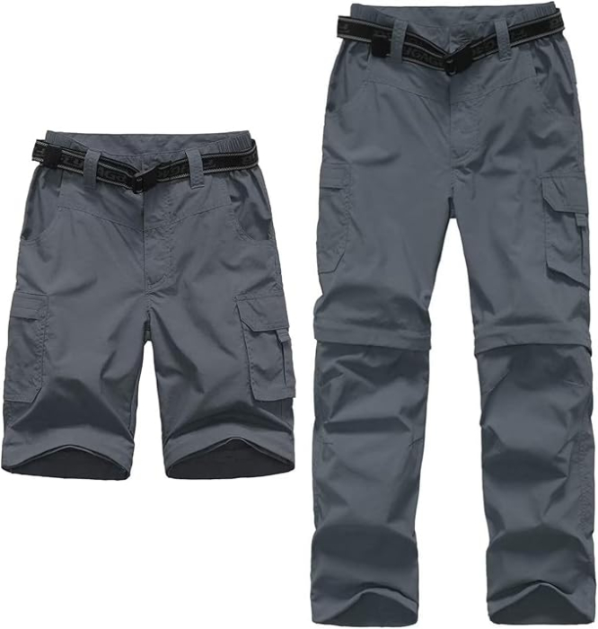 Pantaloni gri Outdoor Băieți 2 în 1, Convertibili în Pantaloni Scurți, UPF 50+, S [5]