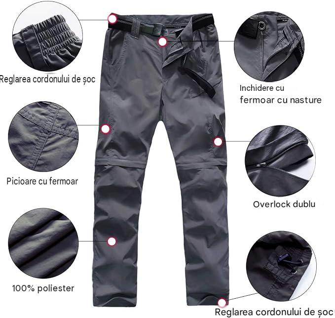 Pantaloni gri Outdoor Băieți 2 în 1, Convertibili în Pantaloni Scurți, UPF 50+, S [3]