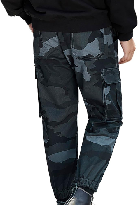 Pantaloni jogging cargo pentru copii cu elastic jos, camuflaj marin 158-164 [7]