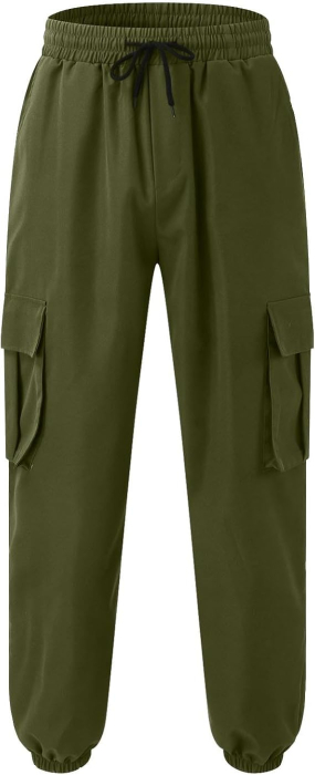 Pantaloni sport casual pentru bărbați, verzi, cu 6 buzunare, M [4]