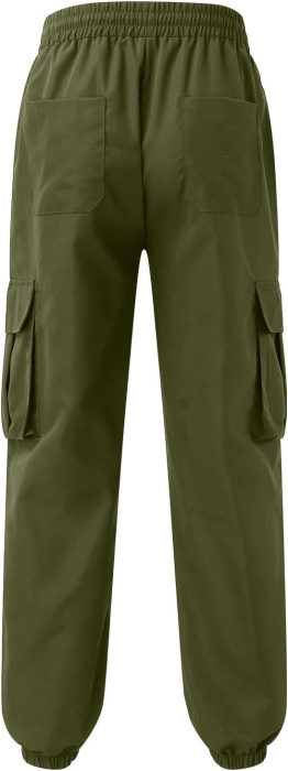 Pantaloni sport casual pentru bărbați, verzi, cu 6 buzunare, M [3]