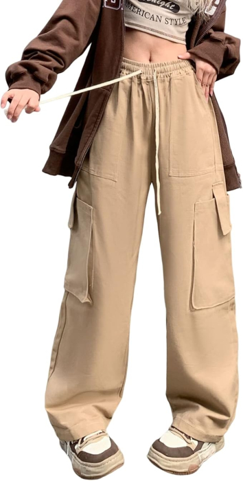 Pantaloni largi, respirabili, pentru uz zilnic, kaki S [4]