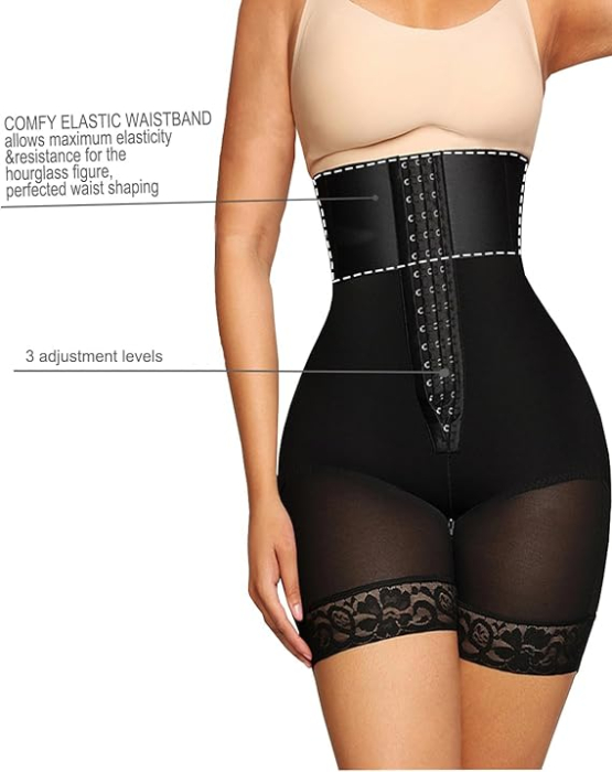 Boxeri din dantelă cu talie înaltă pentru femei – Control al abdomenului, 3XL [2]