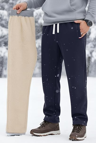 Pantaloni albastri Bărbați VOGSTART, Căptușeală Sherpa, Talie Elastică, 3 Buzunare, M [3]