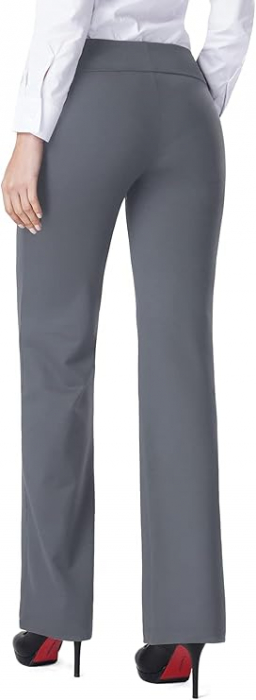 Pantaloni gri, drepti, eleganti, pentru femei cu 2 buzunare oblice, M [3]