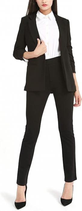 Pantaloni negri, drepti, eleganti, pentru femei cu 2 buzunare, XXL [5]