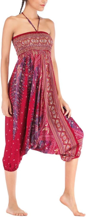 Salopetă / Pantaloni Harem Damă 2-în-1 – Croială Lejeră, Talie Elastică, Imprimeu Boho, marime unica [2]
