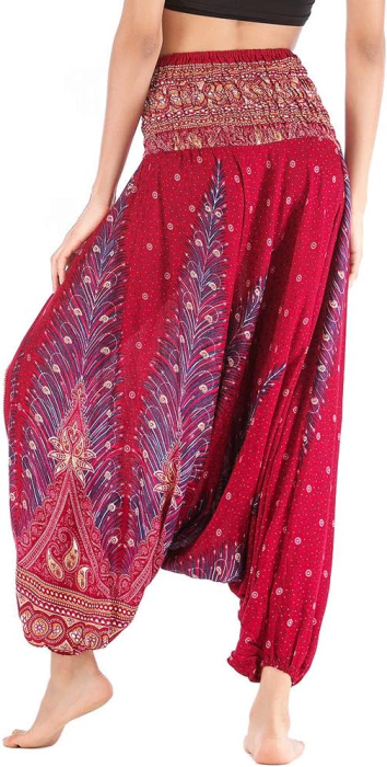 Salopetă / Pantaloni Harem Damă 2-în-1 – Croială Lejeră, Talie Elastică, Imprimeu Boho, marime unica [5]