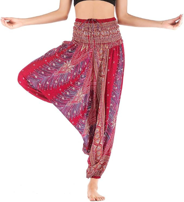 Salopetă / Pantaloni Harem Damă 2-în-1 – Croială Lejeră, Talie Elastică, Imprimeu Boho, marime unica [6]